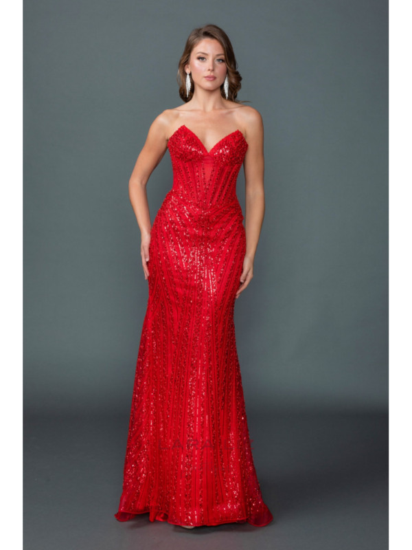 Dazzling Red Sequined Mermaid Gown with Sweetheart Neckline Dazzling Red Sequined Mermaid Gown with Sweetheart Neckline — Red Prom Dresses 2027