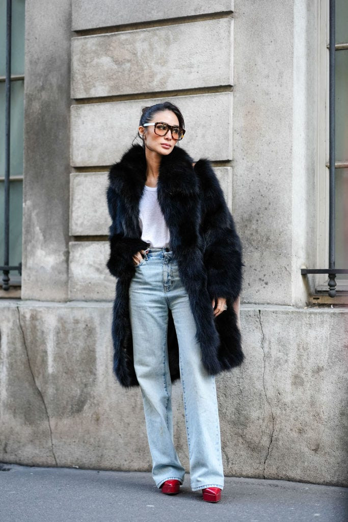 Cozy Faux Fur Coat Over a Casual White Tee and Jeans — Casual Valentines Outfits 2027