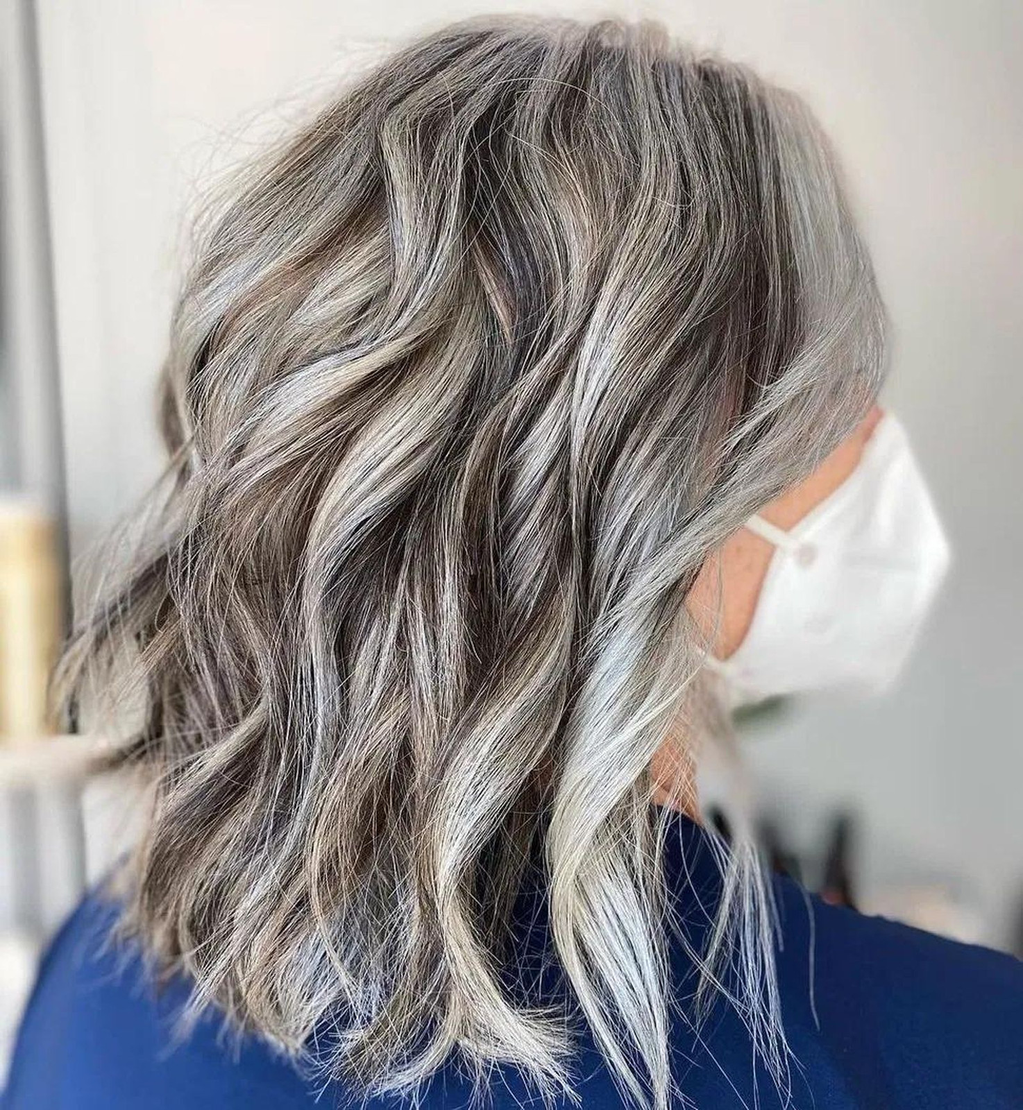 Collarbone Cut With Grey Blending Collarbone Cut With Grey Blending — Balayage on Medium Hair 2027