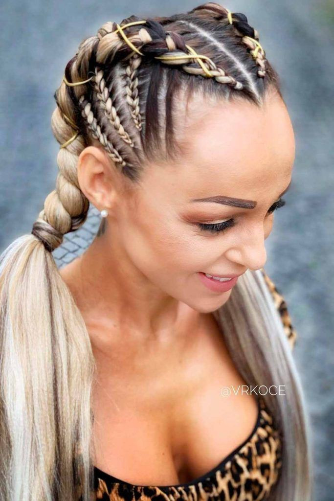 Scattered Thin Braids with Pink Streaks Scattered Thin Braids with Pink Streaks — Festival Braids 2027