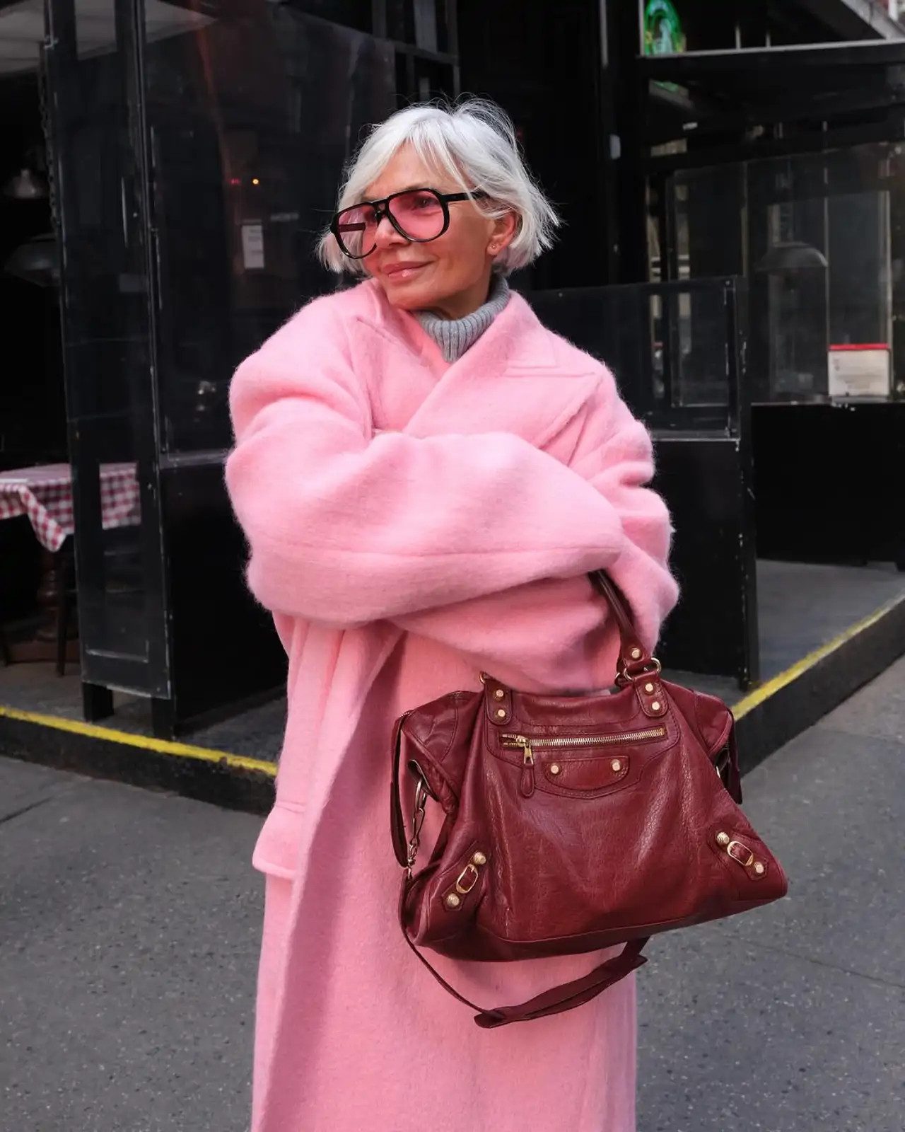 Grey Turtleneck Pink Oversized Coat Outfit Idea Grey Turtleneck Pink Oversized Coat Outfit Idea — Content Creator Outfits 2027