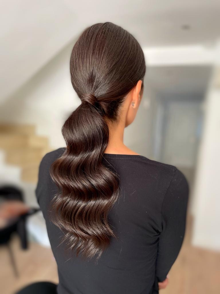 Mid-Back Sleek Dark Brown Low Ponytail — Prom Hairstyles 2027