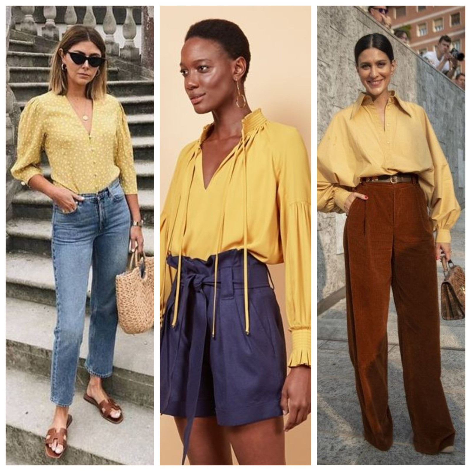 Casual Pale Yellow Polka Dot Blouse with Denim Casual Pale Yellow Polka Dot Blouse with Denim — Pale Yellow Outfits 2027
