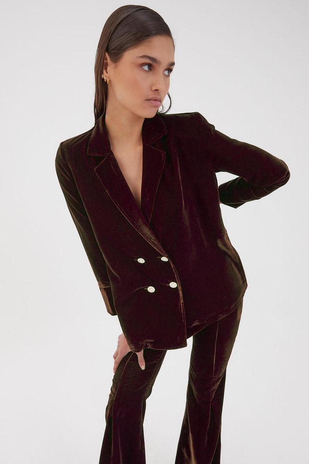 Deep Brown Velvet Flare Trousers for Luxurious Texture Deep Brown Velvet Flare Trousers for Luxurious Texture — New Years Eve Outfits 2027 with Pants