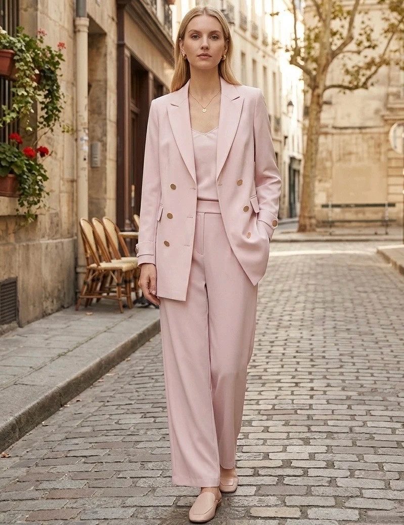 Navy Fitted Blazer and Wide-Leg Trousers: Classic Professional Polish Navy Fitted Blazer and Wide-Leg Trousers: Classic Professional Polish — Business Professional Outfits 2027