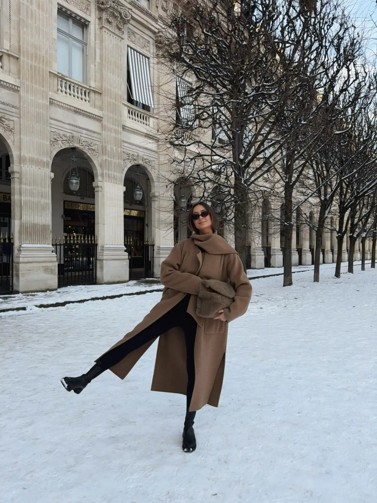 Long Camel Coat and Black Leggings for a Streamlined Silhouette Long Camel Coat and Black Leggings for a Streamlined Silhouette — Winter Outfits 2027 for School