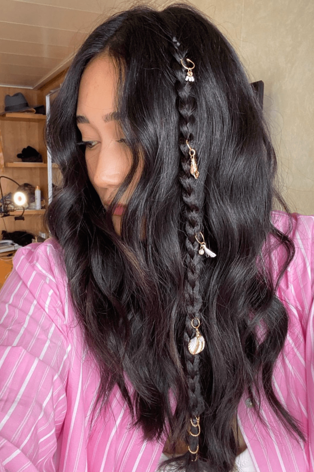 Loose Waves With Accent Braid Visual Idea Loose Waves With Accent Braid Visual Idea — Vacation Braids 2027