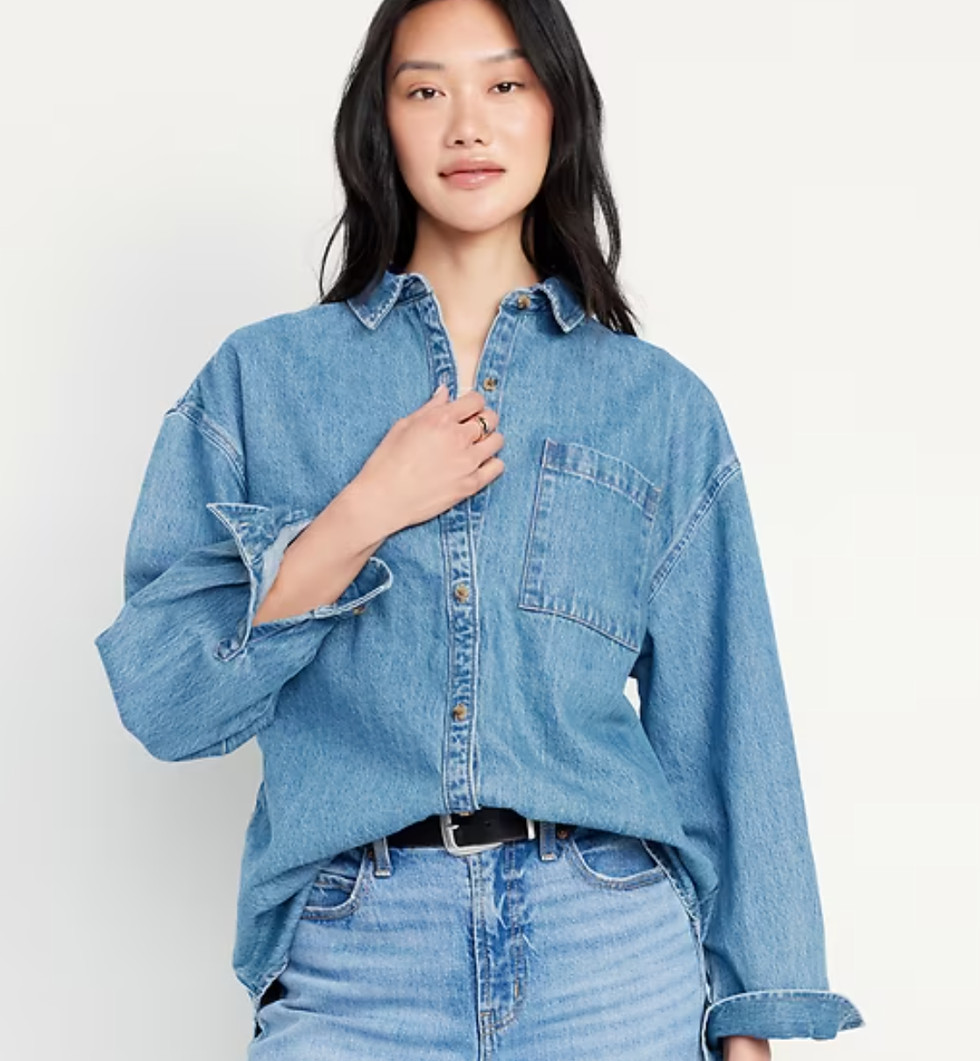 Classic Blue Denim Shirt with Rolled Sleeves Classic Blue Denim Shirt with Rolled Sleeves — Denim Shirt Outfits 2027