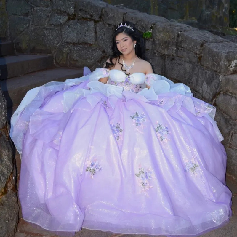 Voluminous Lavender Ball Gown with Floral Accents Voluminous Lavender Ball Gown with Floral Accents — Sweet 16 Dresses 2027