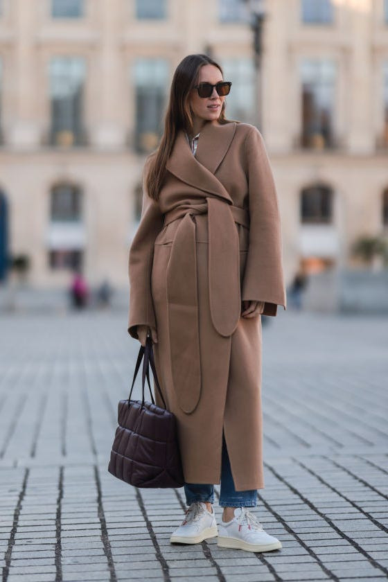Oversized Camel Wrap Coat with Jeans Oversized Camel Wrap Coat with Jeans — Paris Outfits 2027