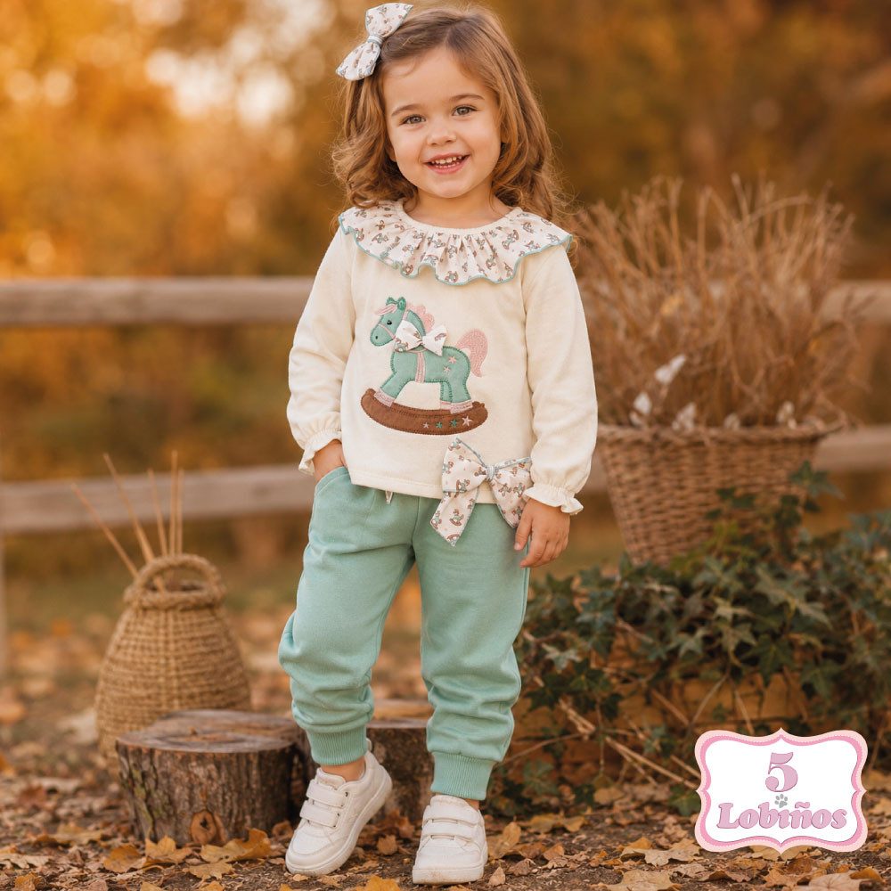Rocking Horse Graphic Top with Mint Joggers Rocking Horse Graphic Top with Mint Joggers — Baby Outfits 2027