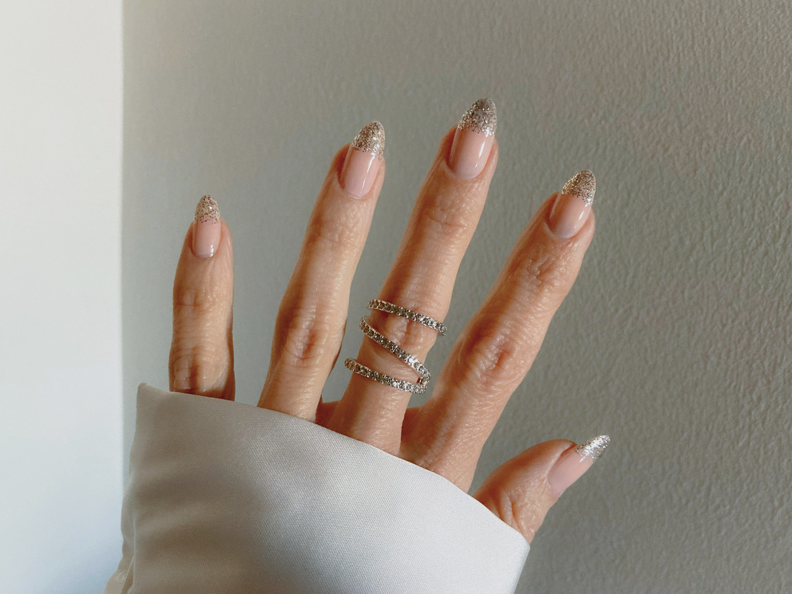 Glitter French Tips Champagne Glitter French Almond Nails Glitter French Tips Champagne Glitter French Almond Nails — Winter Glitter Nails 2027
