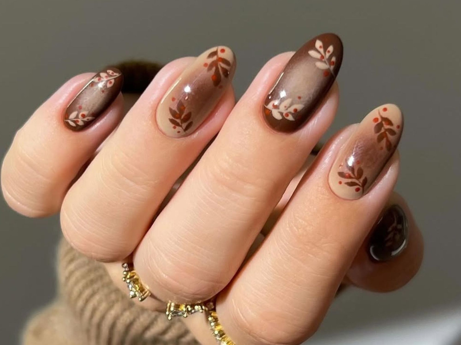 Fall Leaf Motif On All Nails Visual Idea — Fall to Winter Nails 2026