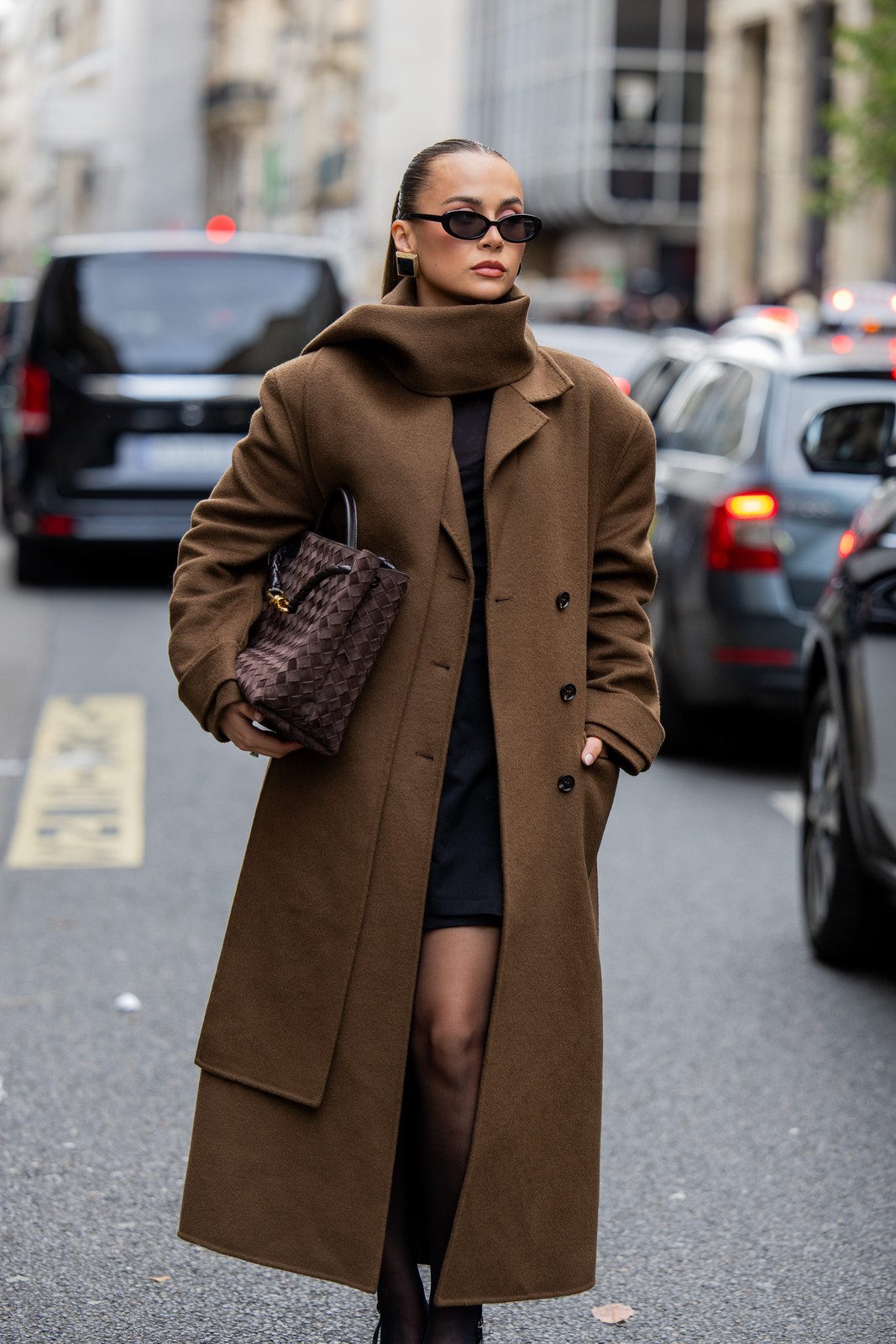 Elegant Winter Layering: Long Wool Coat Over a Black Dress Elegant Winter Layering: Long Wool Coat Over a Black Dress — Winter Family Photo Outfits 2027