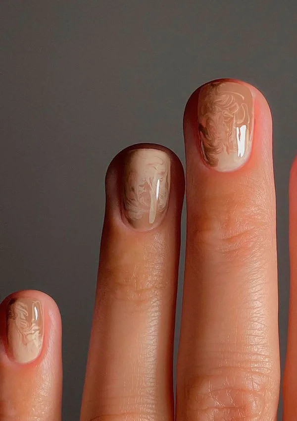 Taupe Brown Glossy Oval Nails — Espresso Nails 2027