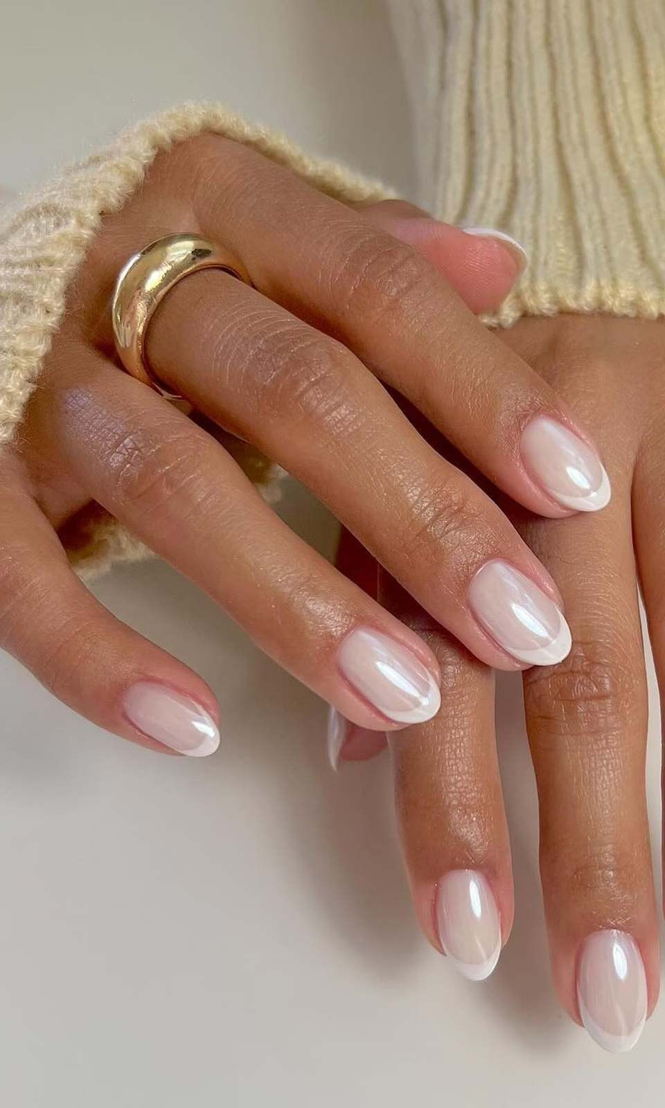 Milky Pink Classic White French Ovals Milky Pink Classic White French Ovals — Winter French Tip Nails 2027