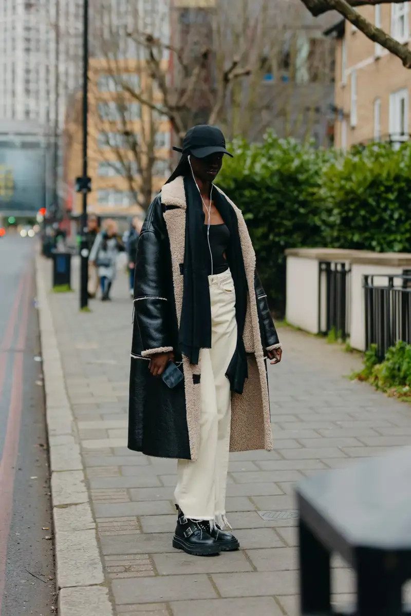 Shearling Coat and Wide-Leg Trousers with Combat Boots Shearling Coat and Wide-Leg Trousers with Combat Boots — Combat Boots Outfits 2027