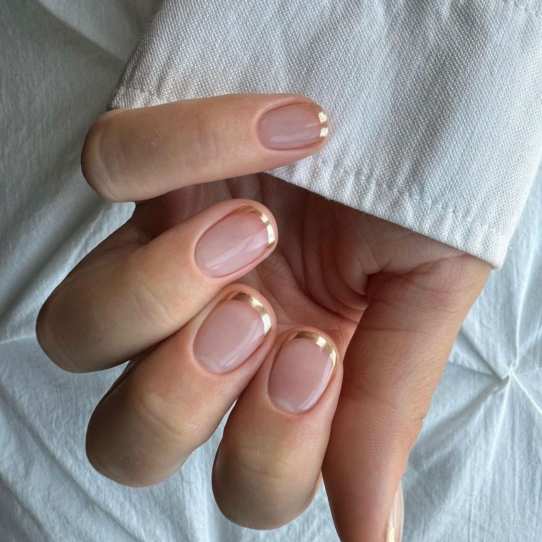 Short Oval Gold French Tip Nails Short Oval Gold French Tip Nails — Bright Summer Nails 2027