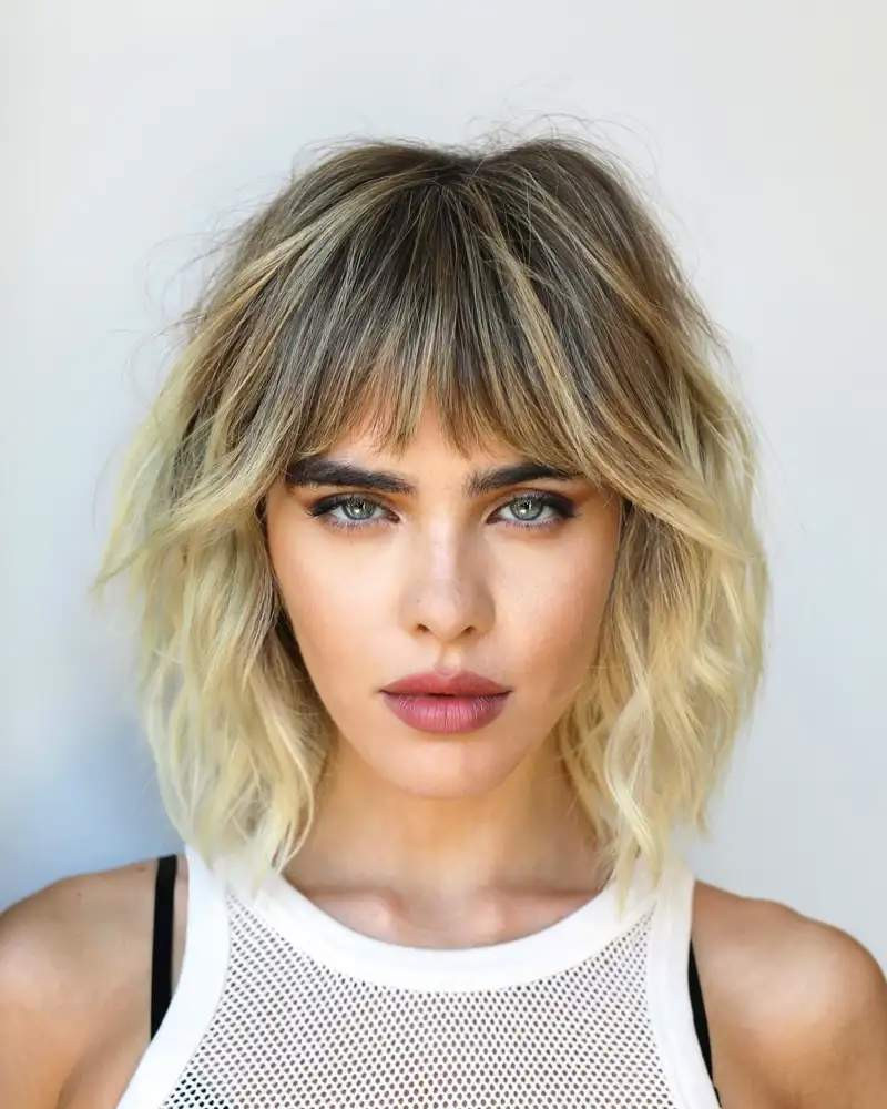Blonde Balayage Visual Idea Blonde Balayage Visual Idea — Wispy Bangs 2027