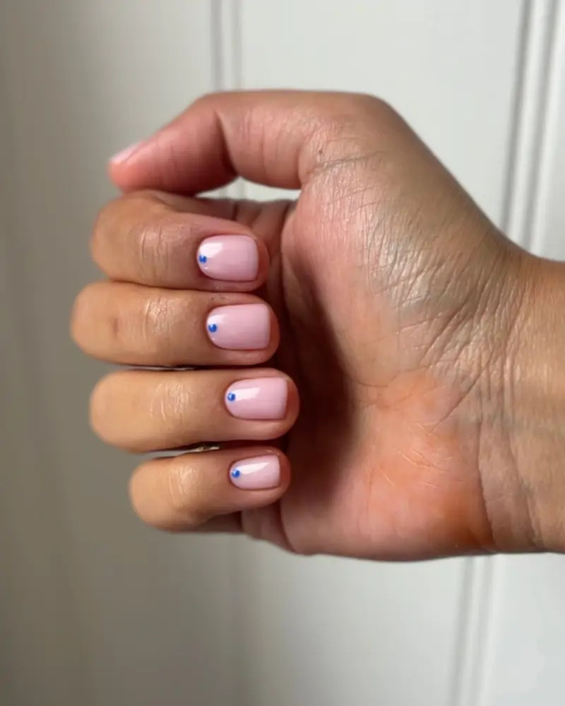 Playful Blue Dots on Milky Pink Playful Blue Dots on Milky Pink — Milky Pink Nails 2027