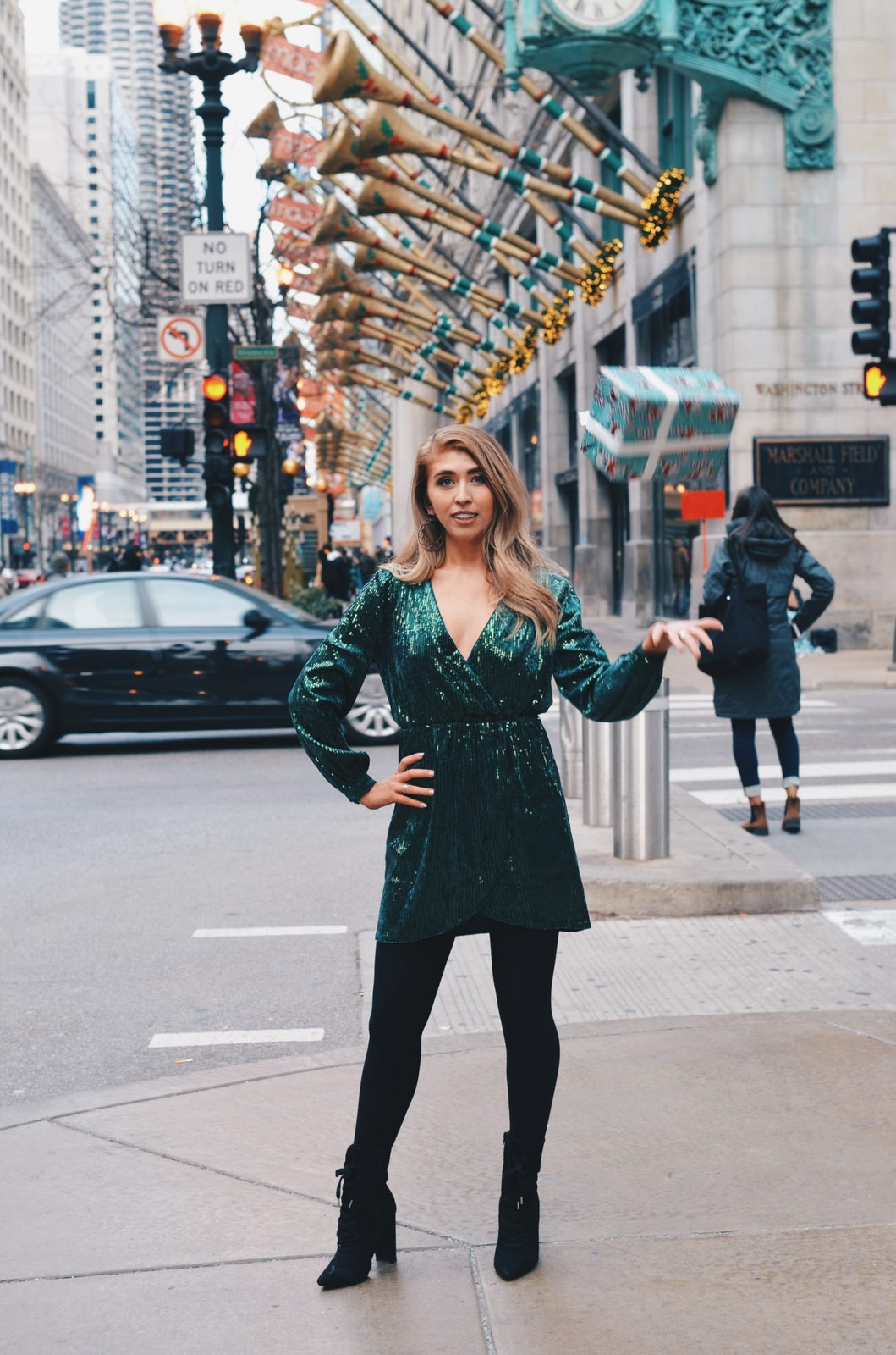Vibrant Green Sequin Wrap Dress for Festive Flair Vibrant Green Sequin Wrap Dress for Festive Flair — New Years Eve Outfits 2027