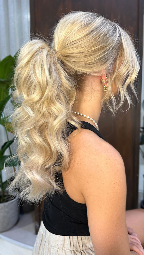 Messy Ponytail With Loose Waves Messy Ponytail With Loose Waves — Prom Ponytail Hairstyles 2027