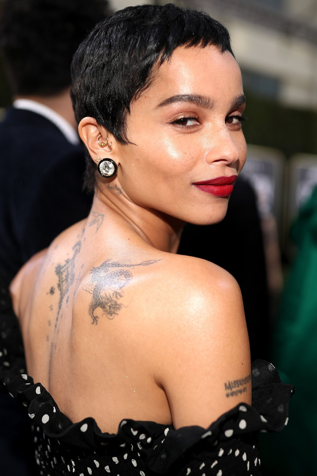 Textured Black Swept-Back Pixie — Work Pixie 2027