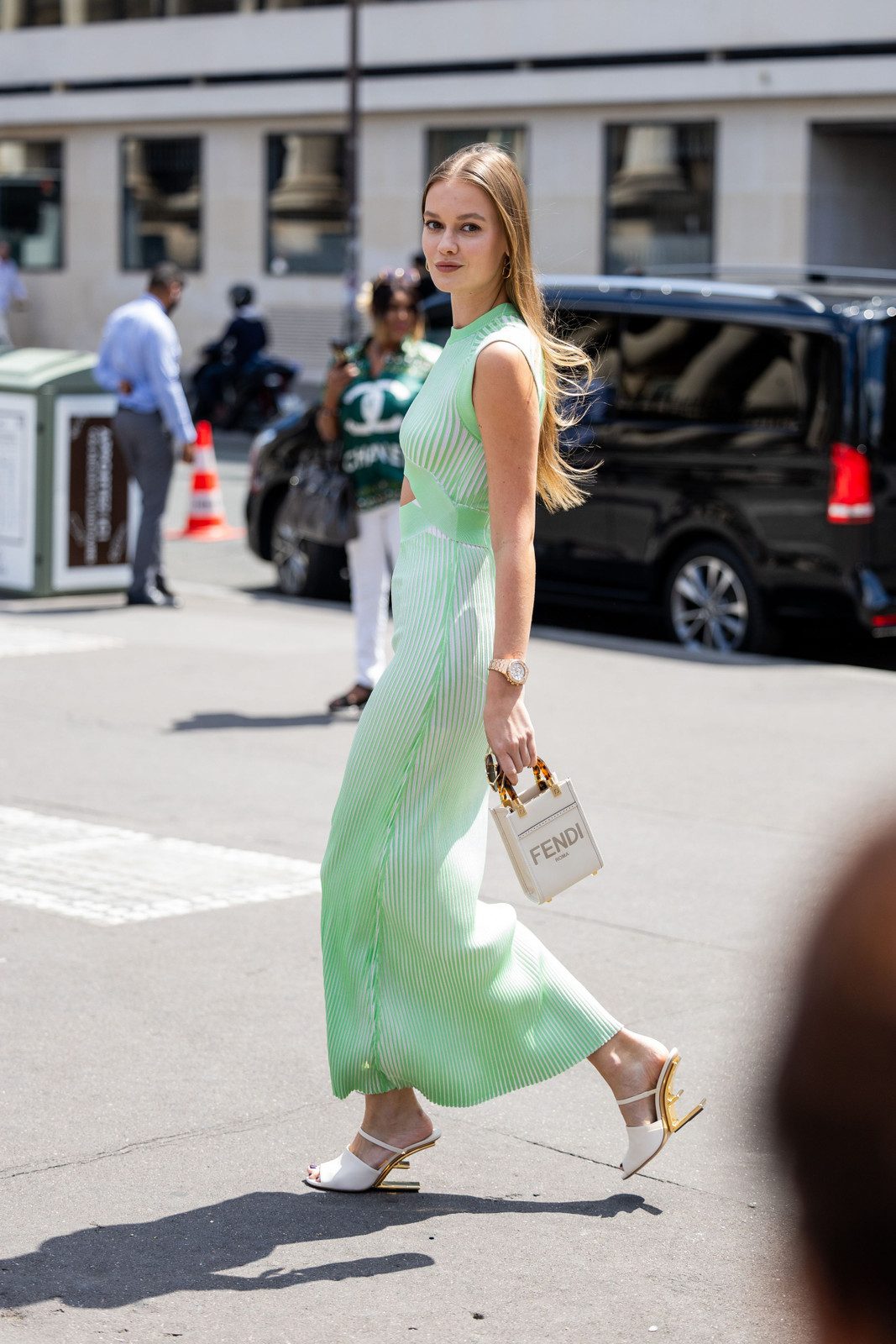 Pleated Maxi Dress with White Heeled Mules for Summer Pleated Maxi Dress with White Heeled Mules for Summer — Summer Outfits 2027 with Sandals