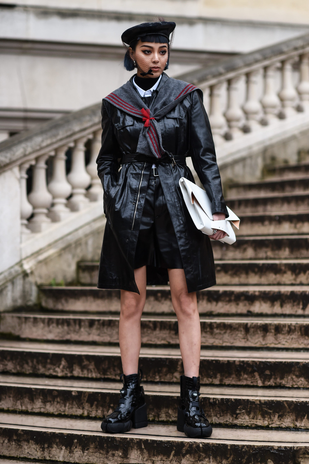 Edgy Trench: Black Beret with Leather and Fishnets Edgy Trench: Black Beret with Leather and Fishnets — Beret Outfits 2027