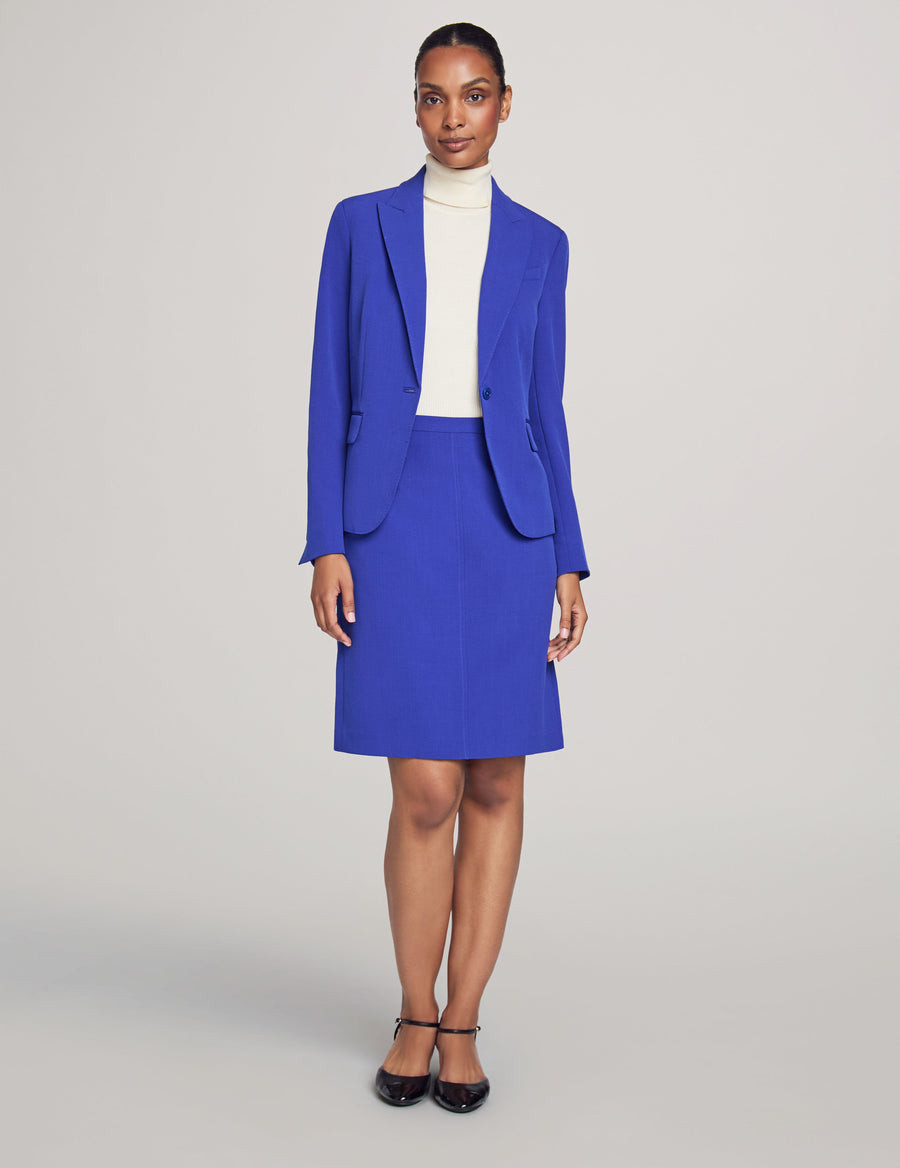 Navy V-Neck Dress with Matching Tailored Blazer Navy V-Neck Dress with Matching Tailored Blazer — Presentation Outfits 2027