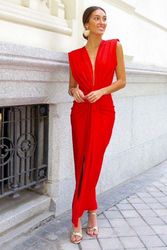 All-Red Ensemble with Tights and Silver Heels for a Fashion Show All-Red Ensemble with Tights and Silver Heels for a Fashion Show — Red Outfits 2027