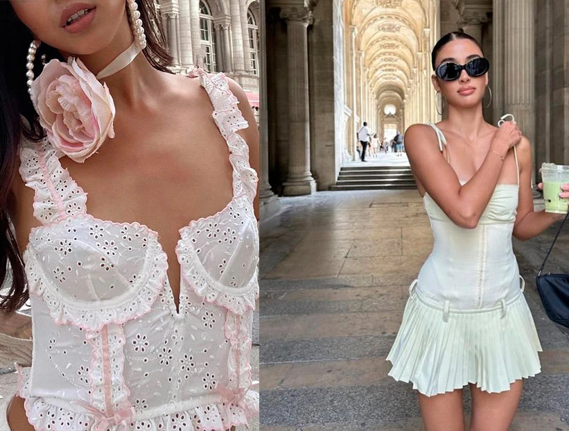 Broderie Anglaise Top with Floral Choker — Coquette Lace Outfits 2027