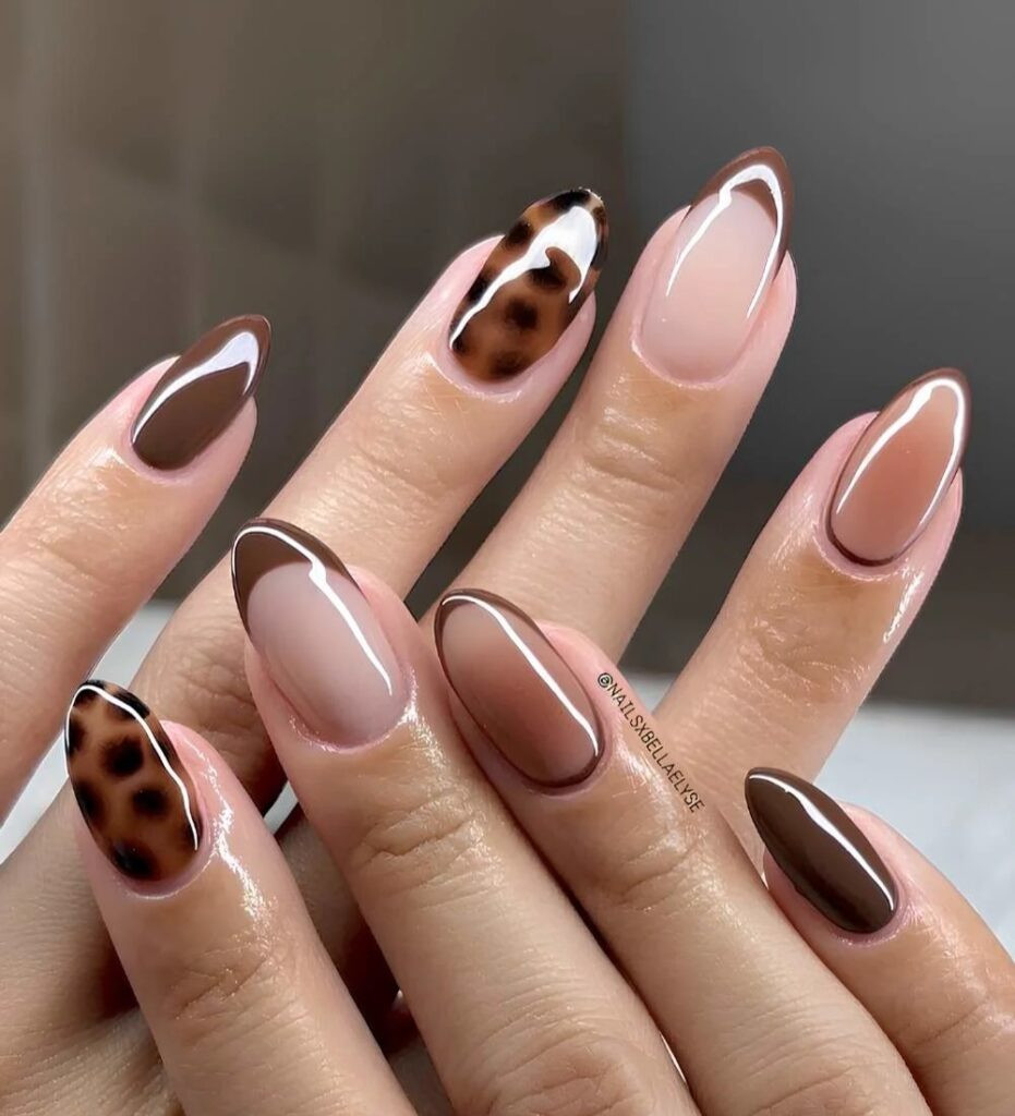 French Tip Leopard Print Almond French Tip Leopard Print Almond — Winter Nail Trends 2027