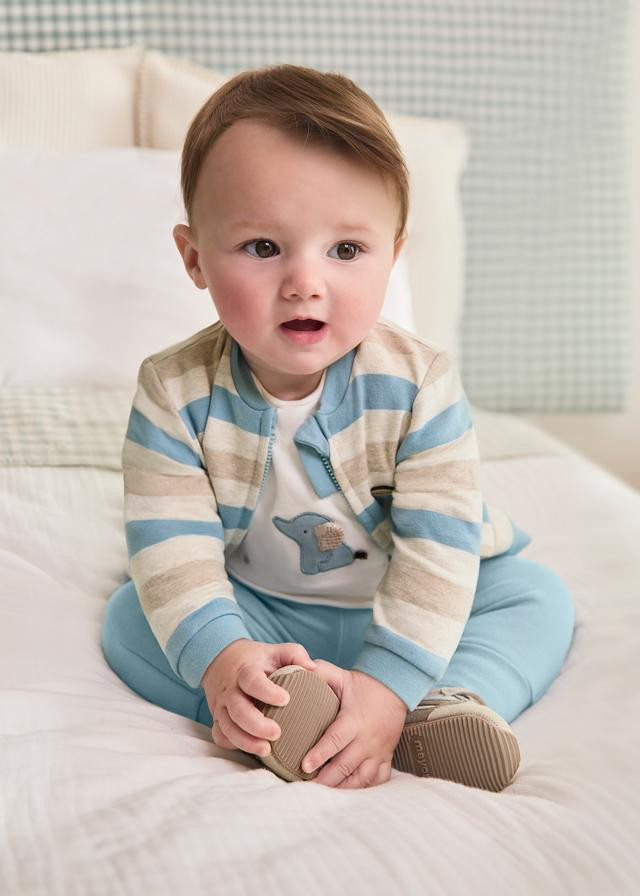 Striped Bomber Jacket over Elephant Print Tee Striped Bomber Jacket over Elephant Print Tee — Baby Outfits 2027