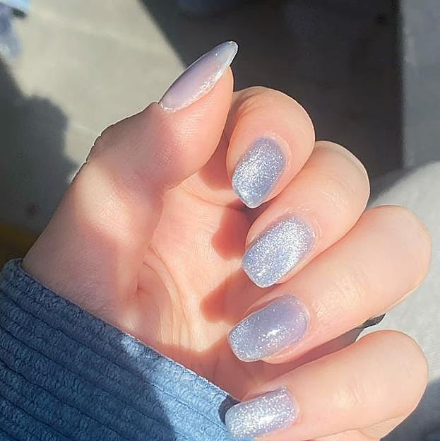 Light Lavender Frosted Shimmer Almond Nails Light Lavender Frosted Shimmer Almond Nails — Frosted Nails 2027