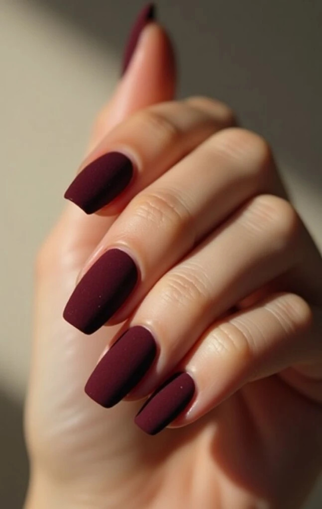 Deep Matte Burgundy Solid Nails Deep Matte Burgundy Solid Nails — Winter Matte Nails 2027