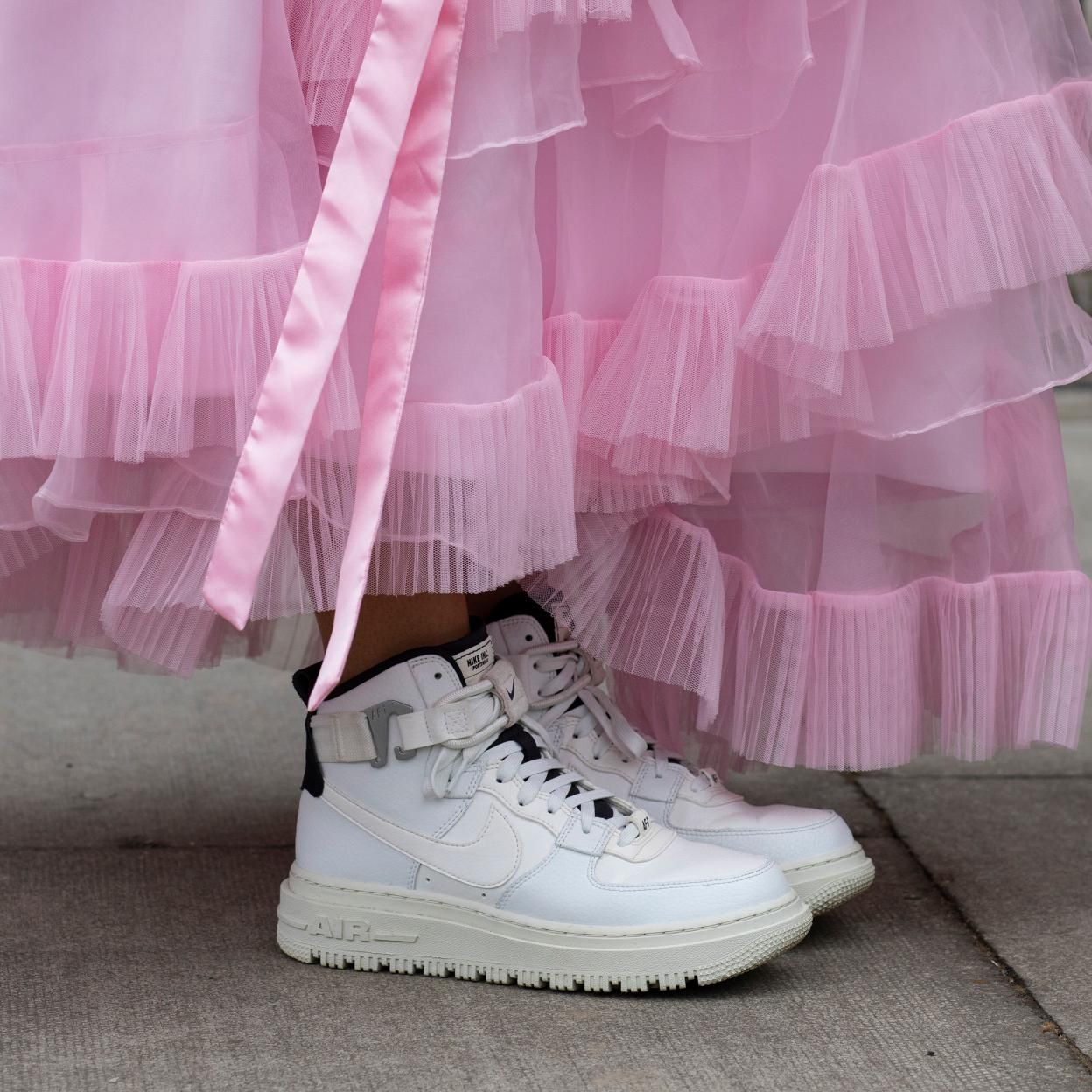 Pink Tulle Skirt with Chunky White High-Tops Pink Tulle Skirt with Chunky White High-Tops — White Sneakers Outfits 2027