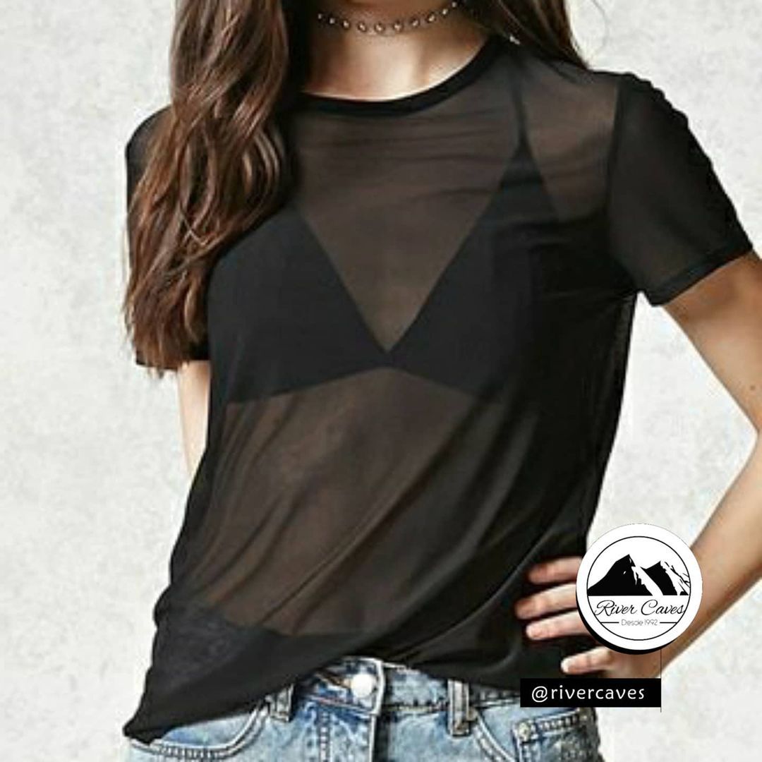 Short-Sleeve Mesh T-Shirt With Denim Jeans — Mesh Top Outfits 2027