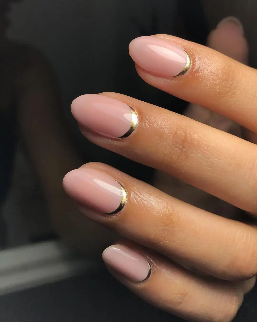 Gold Crescent Moon Cuticle Nails Gold Crescent Moon Cuticle Nails — Nude Nails 2027