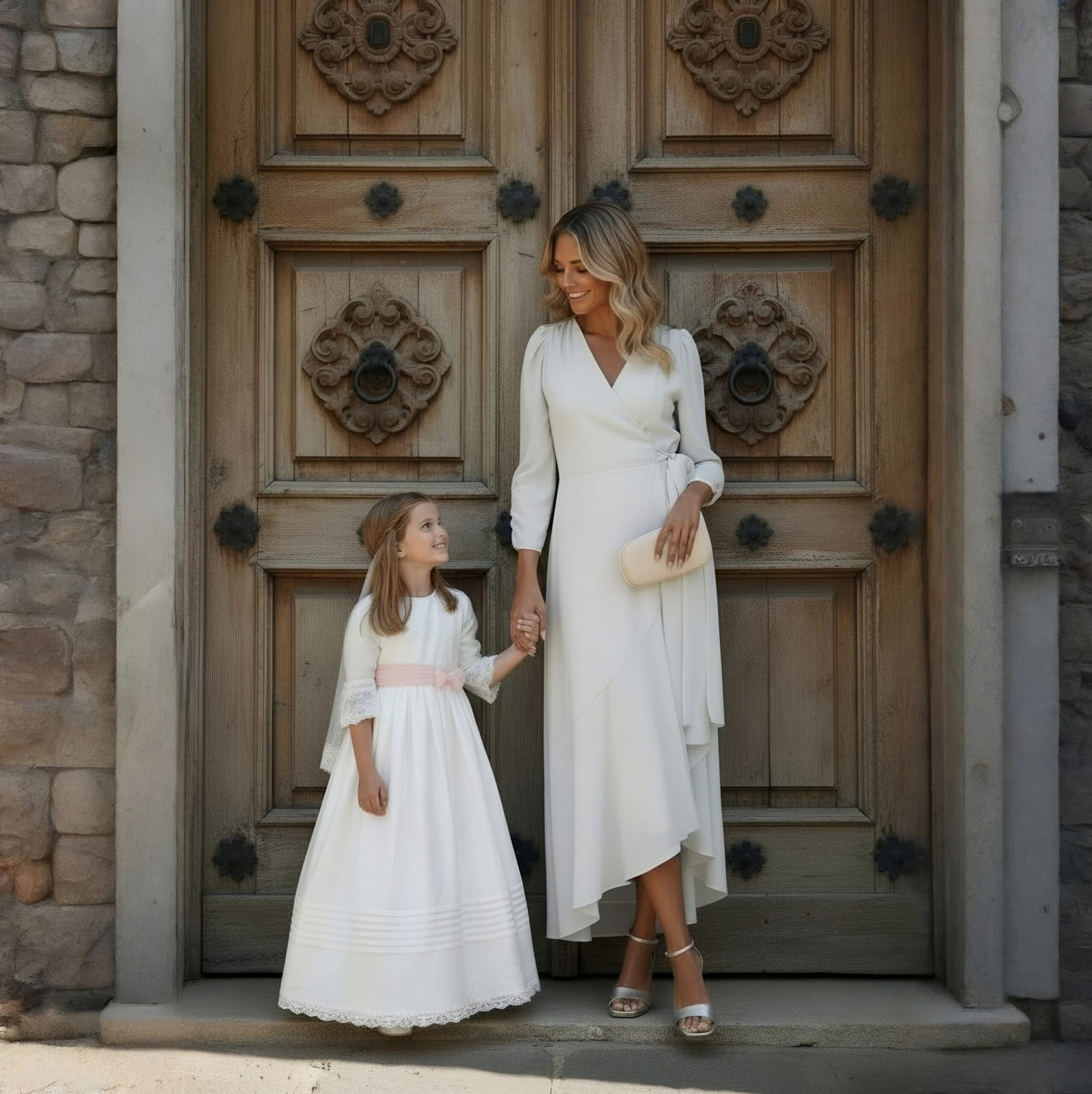 Elegant Off-White Linen-Like Wrap Dress for Spring Occasions Elegant Off-White Linen-Like Wrap Dress for Spring Occasions — Mothers Day Church Outfits 2027