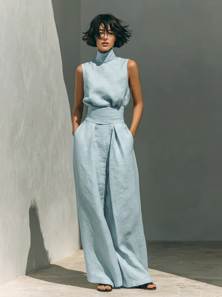 Minimalist Baby Blue Linen Set for Chic Resort Wear Baby Blue Outfits 2027