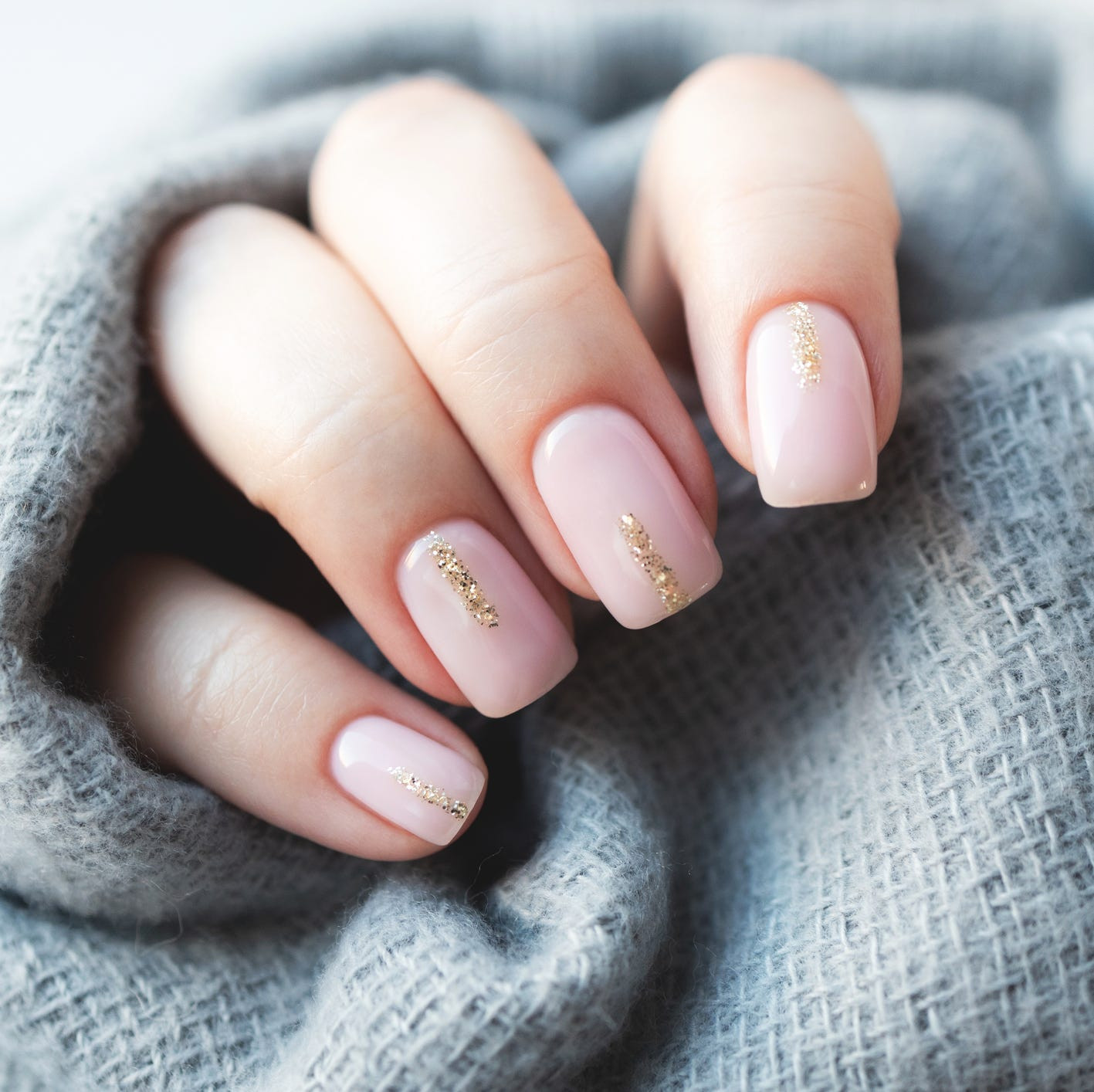 Glossy Subtle Gold Glitter Visual Idea — Minimalist Nails 2027