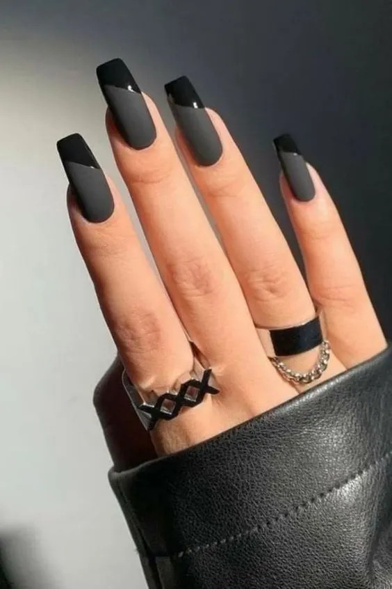 Geometric French Tip Design Visual Idea Geometric French Tip Design Visual Idea — Matte Nails 2027