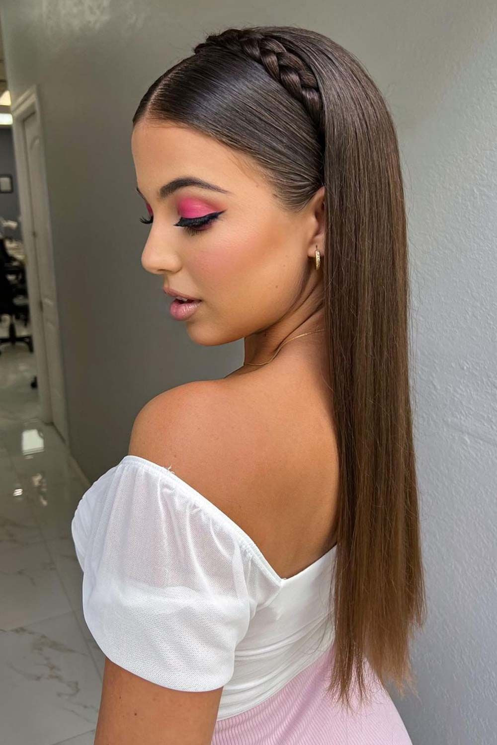 Sleek High Ponytail With Braided Band Sleek High Ponytail With Braided Band — Church Hairstyles 2027