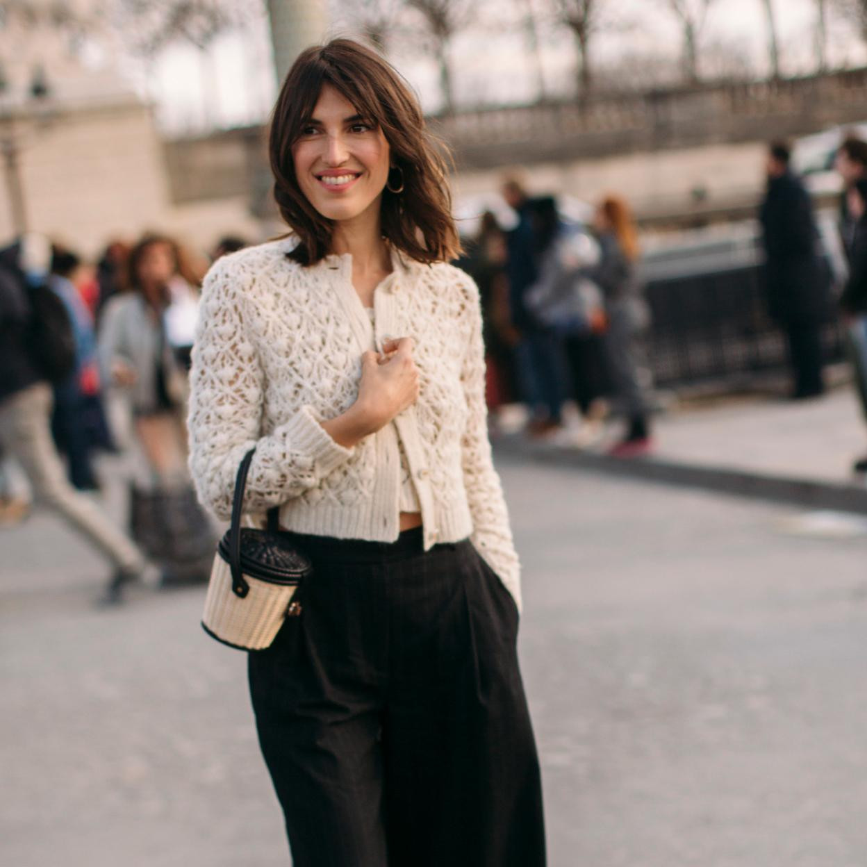 Textured Knit Cardigan with Wide-Leg Trousers Textured Knit Cardigan with Wide-Leg Trousers — Paris Outfits 2027