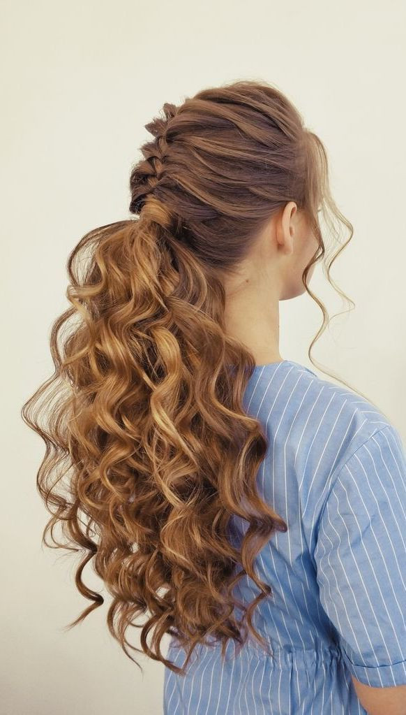 Braided Crown Ponytail With Curls Braided Crown Ponytail With Curls — Simple Hairstyles 2027