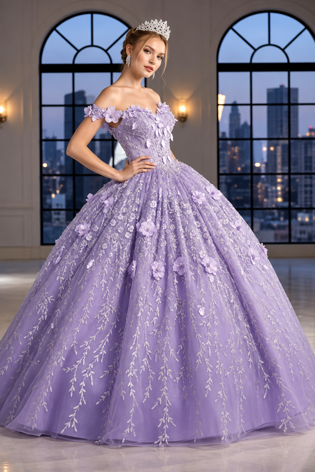 Dreamy Lavender Ball Gown with Off-the-Shoulder Elegance Dreamy Lavender Ball Gown with Off-the-Shoulder Elegance — Sweet 16 Dresses 2027