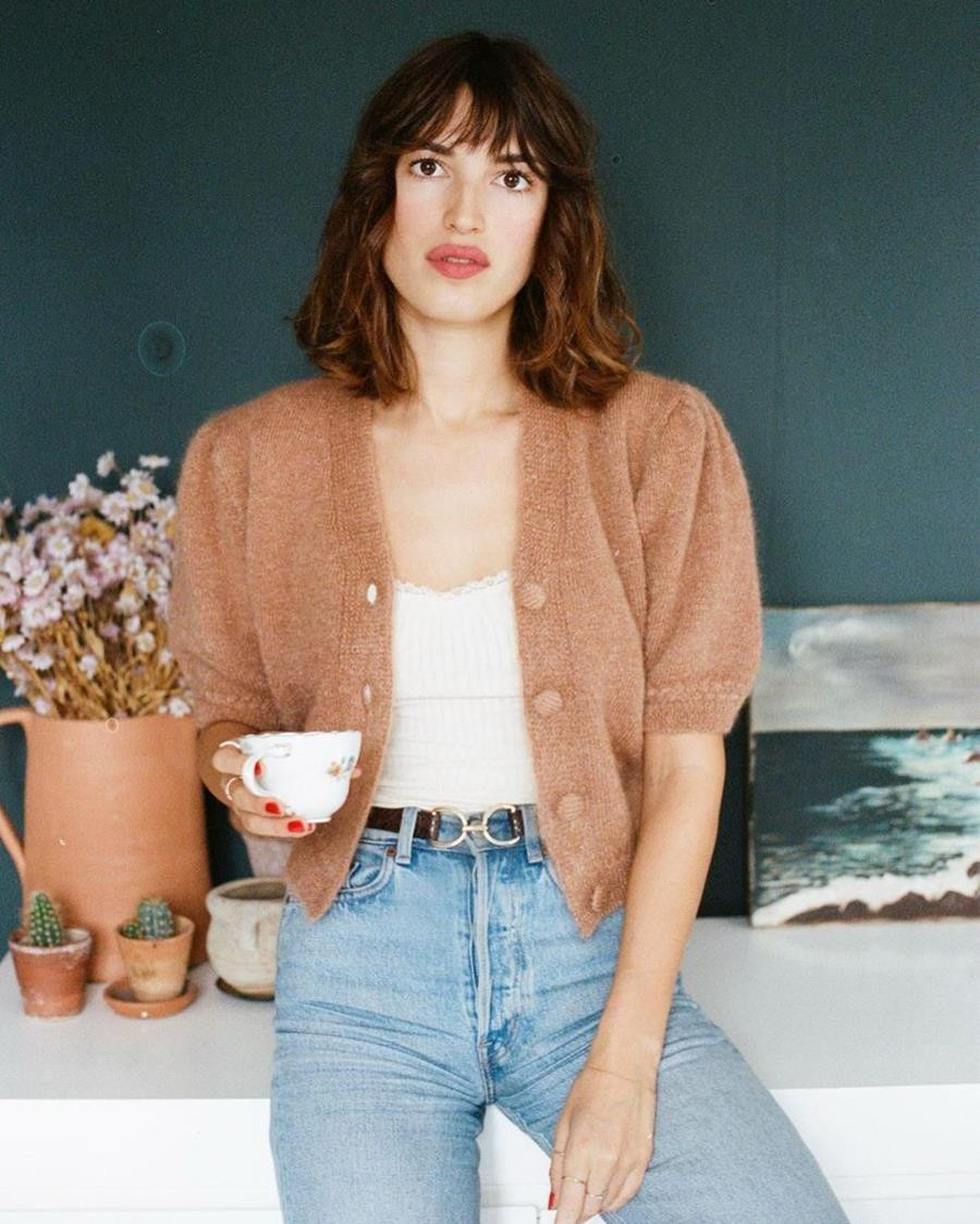 Fuzzy Cropped Cardigan Over a Lace-Trimmed Camisole — French Girl Outfits 2027