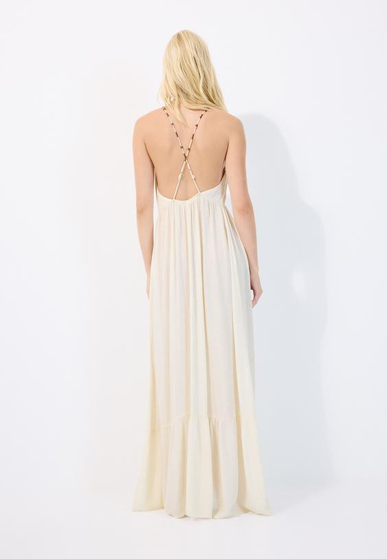 Cream Tiered Maxi Dress with Relaxed Fit — Vanilla Girl Outfits 2027