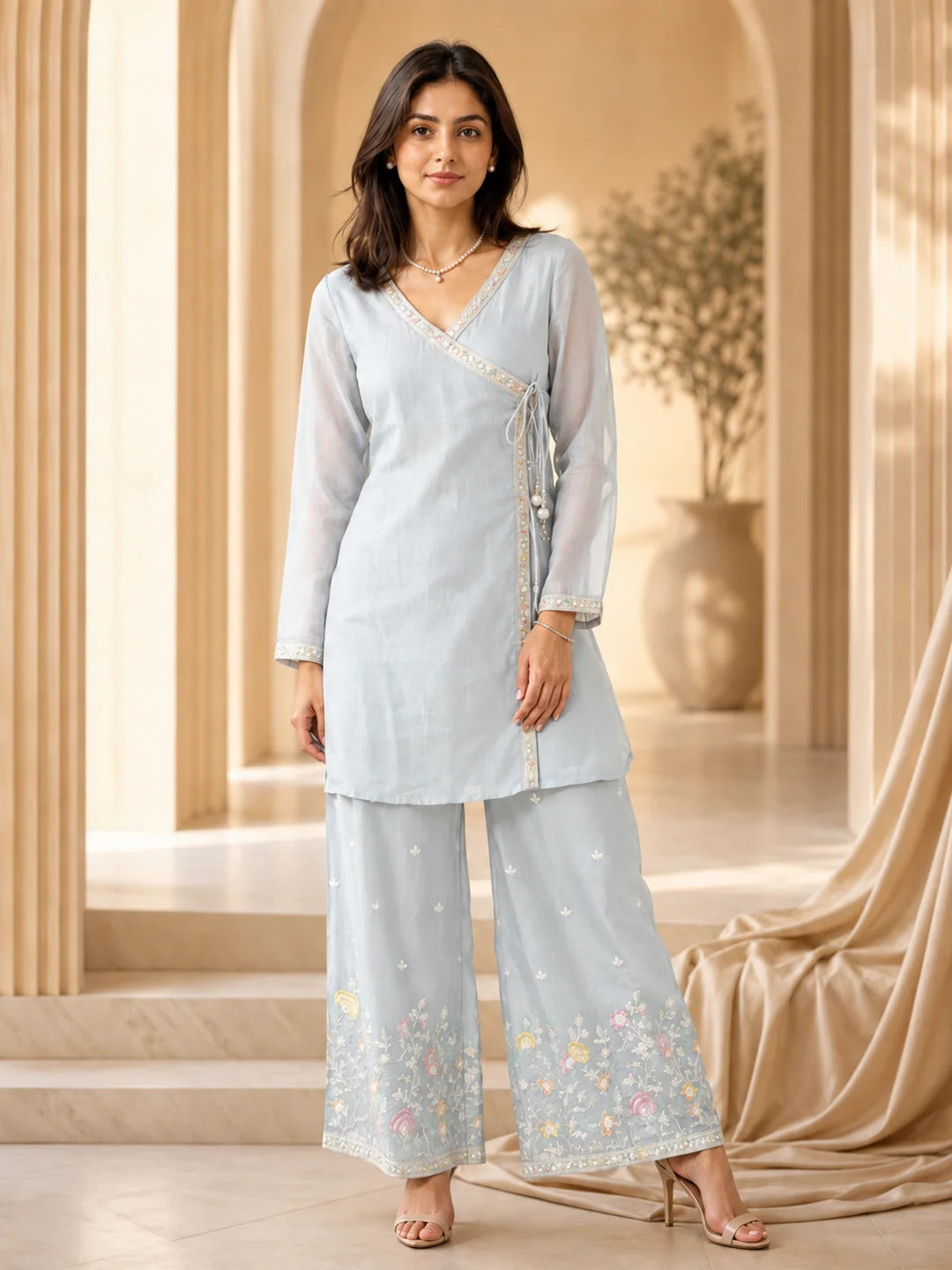 Embroidered Sky Blue Tunic with Wide-Leg Pants Embroidered Sky Blue Tunic with Wide-Leg Pants — Sky Blue Outfits 2027